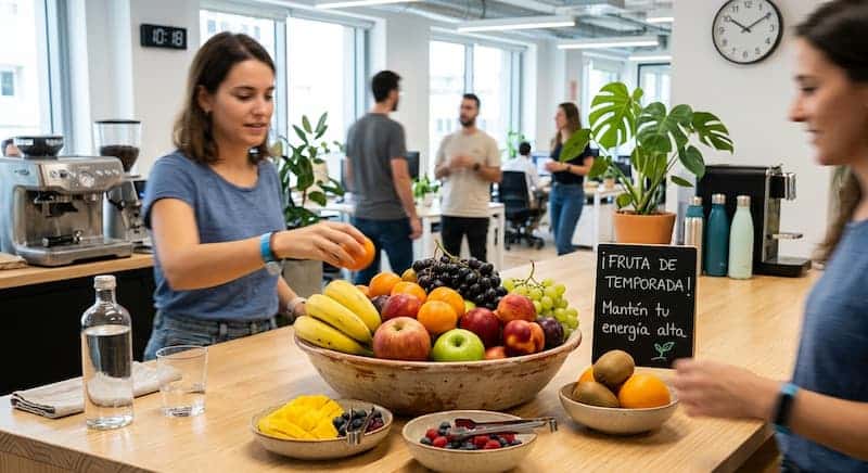Fruta de temporada en oficina para mantener la energía alta
